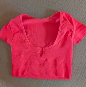 Aerie Orange Crop Cut Out Short Sleeve Tee